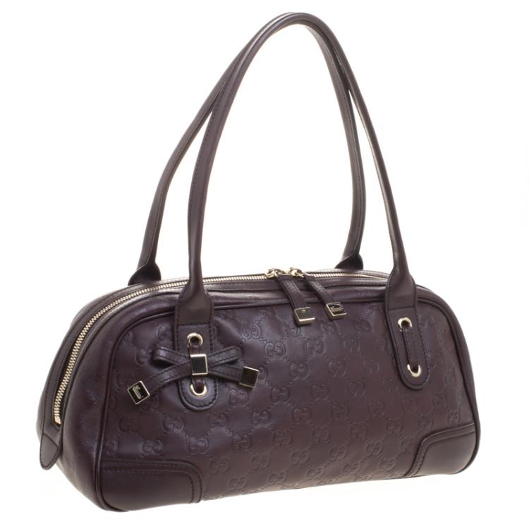 Pre Owned Gucci Dark Brown Guccissima Leather Princy Boston Bag