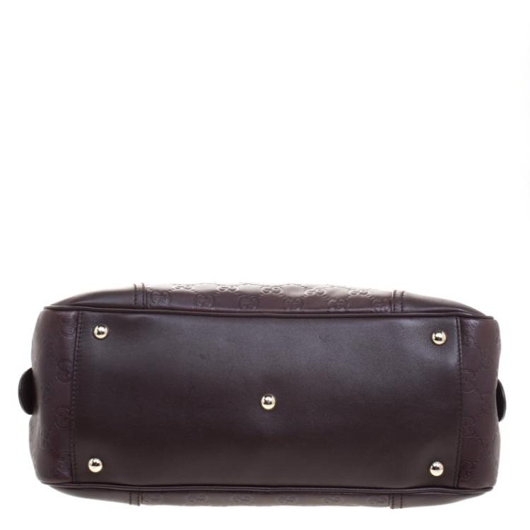 Pre Owned Gucci Dark Brown Guccissima Leather Princy Boston Bag