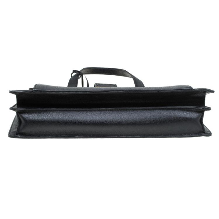 Pre Owned Gucci Black Leather Vintage Document Briefcase