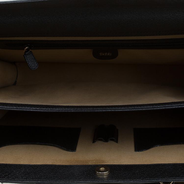Pre Owned Gucci Black Leather Vintage Document Briefcase