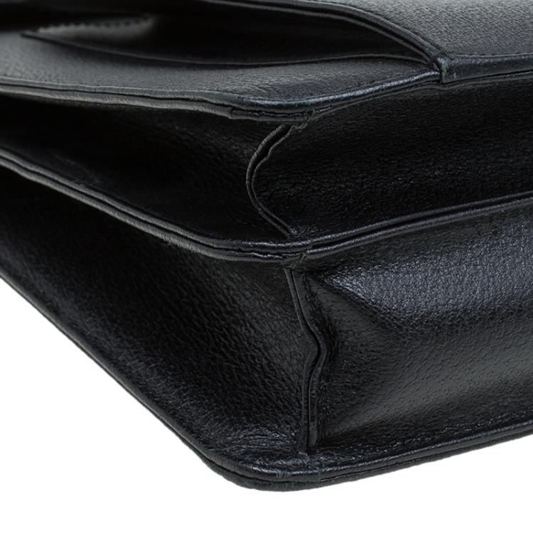 Pre Owned Gucci Black Leather Vintage Document Briefcase