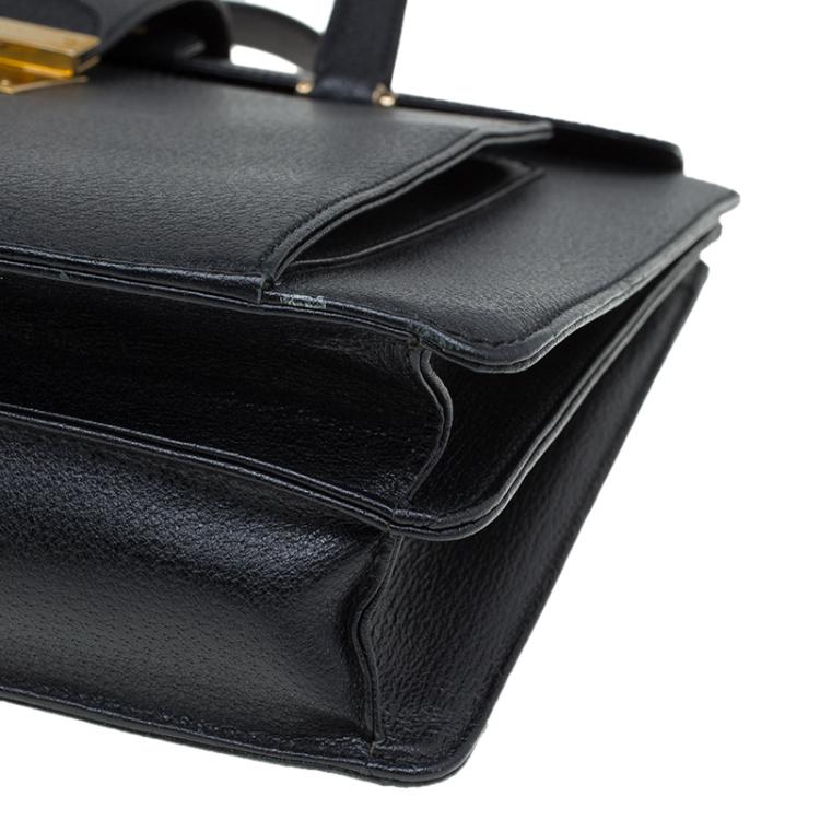 Pre Owned Gucci Black Leather Vintage Document Briefcase