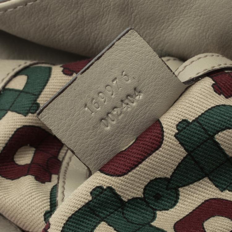 Pre Owned Gucci Off White Guccissima Leather Peggy Bamboo Top Handle Bag
