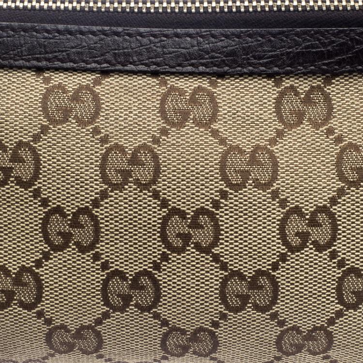 Pre Owned Gucci Beige/Brown GG Canvas Charm Wristlet Pouch