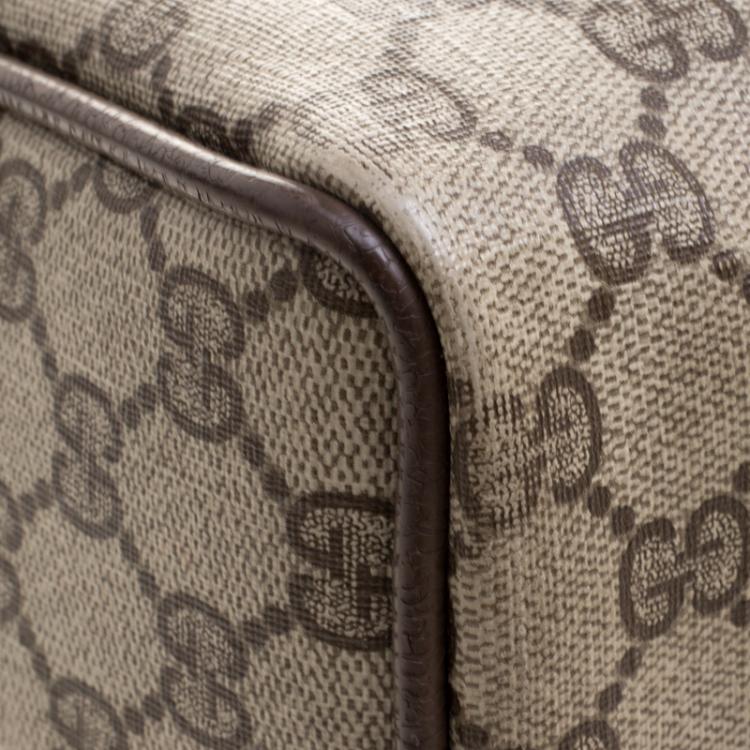 مملوكة مسبقًا Gucci Beige/Brown Vintage GG Supreme Canvas Web Boston Bag