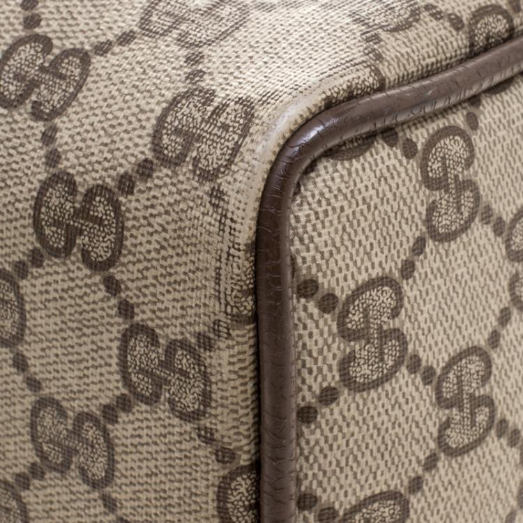 مملوكة مسبقًا Gucci Beige/Brown Vintage GG Supreme Canvas Web Boston Bag
