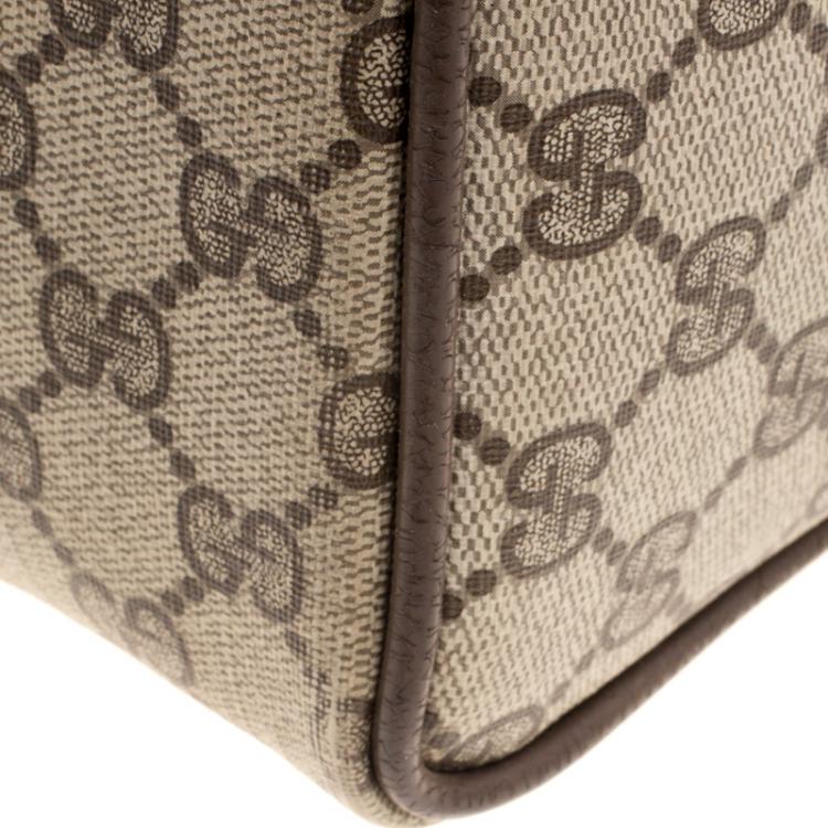 مملوكة مسبقًا Gucci Beige/Brown Vintage GG Supreme Canvas Web Boston Bag
