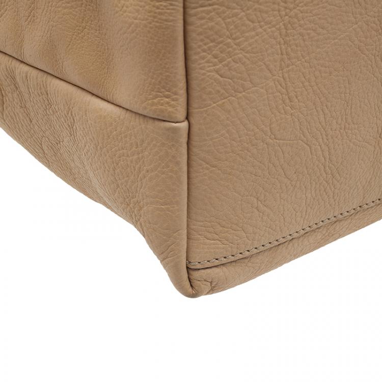 Pre Owned Gucci Beige Leather Medium Bamboo Shopper Tote