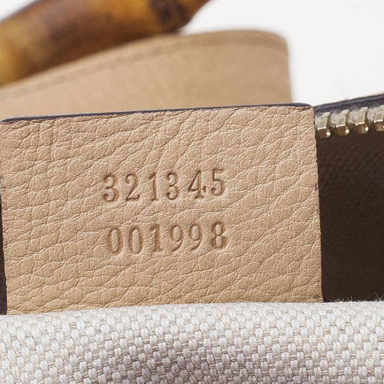 Pre Owned Gucci Beige Leather Medium Bamboo Shopper Tote