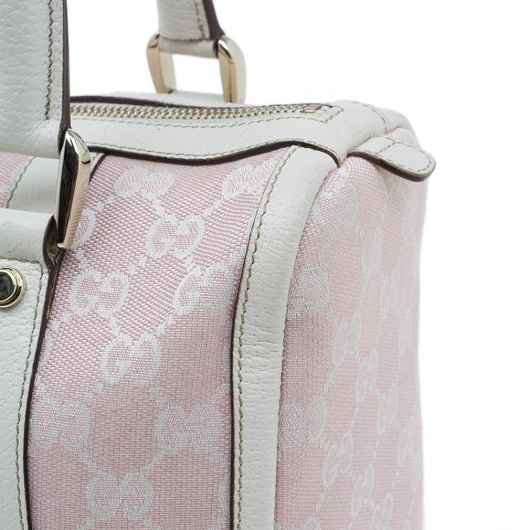 Pre Owned Gucci Pink GG Canvas D-Ring Boston Bag