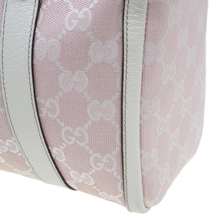 Pre Owned Gucci Pink GG Canvas D-Ring Boston Bag