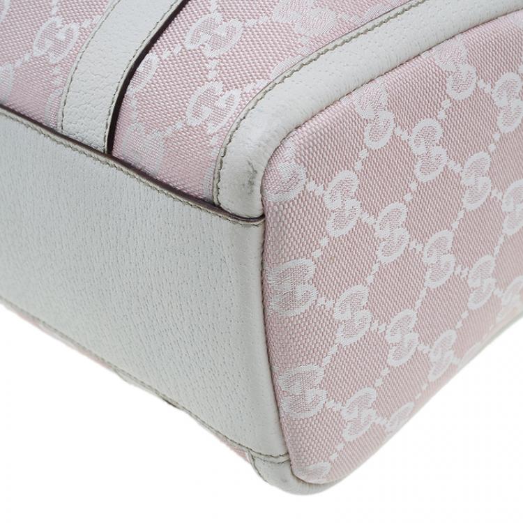 Pre Owned Gucci Pink GG Canvas D-Ring Boston Bag