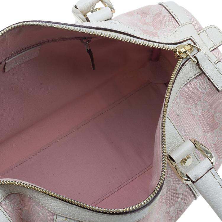 Pre Owned Gucci Pink GG Canvas D-Ring Boston Bag