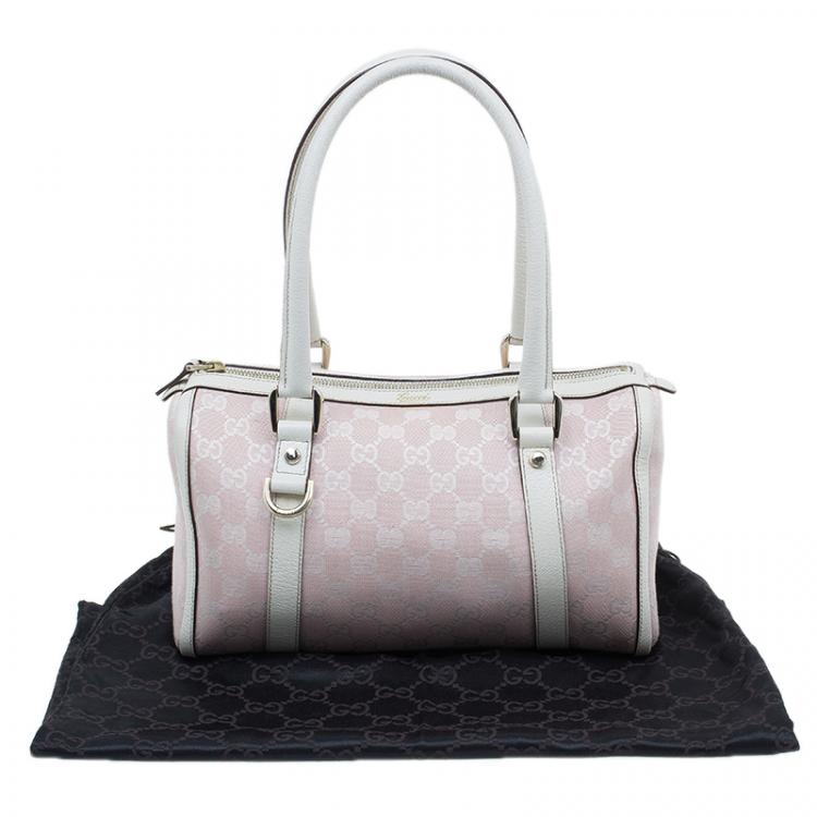 Pre Owned Gucci Pink GG Canvas D-Ring Boston Bag