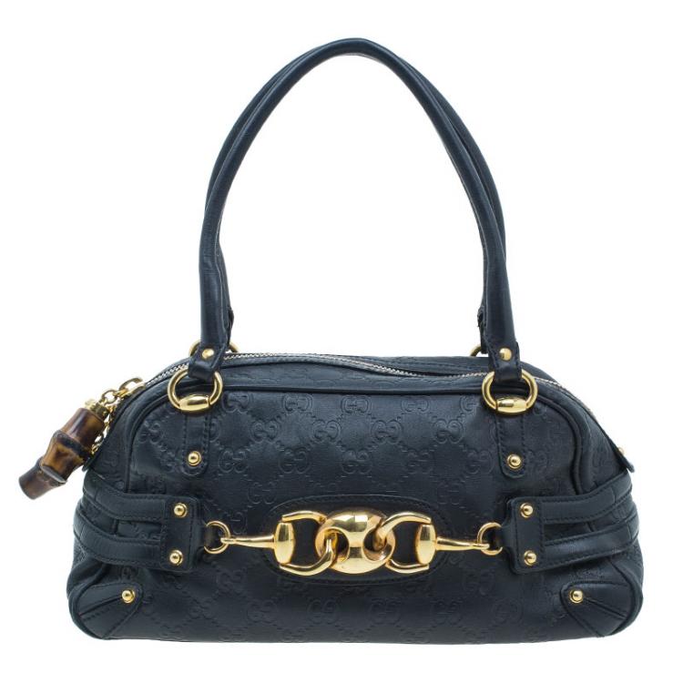 gucci boston guccissima black leather satchel