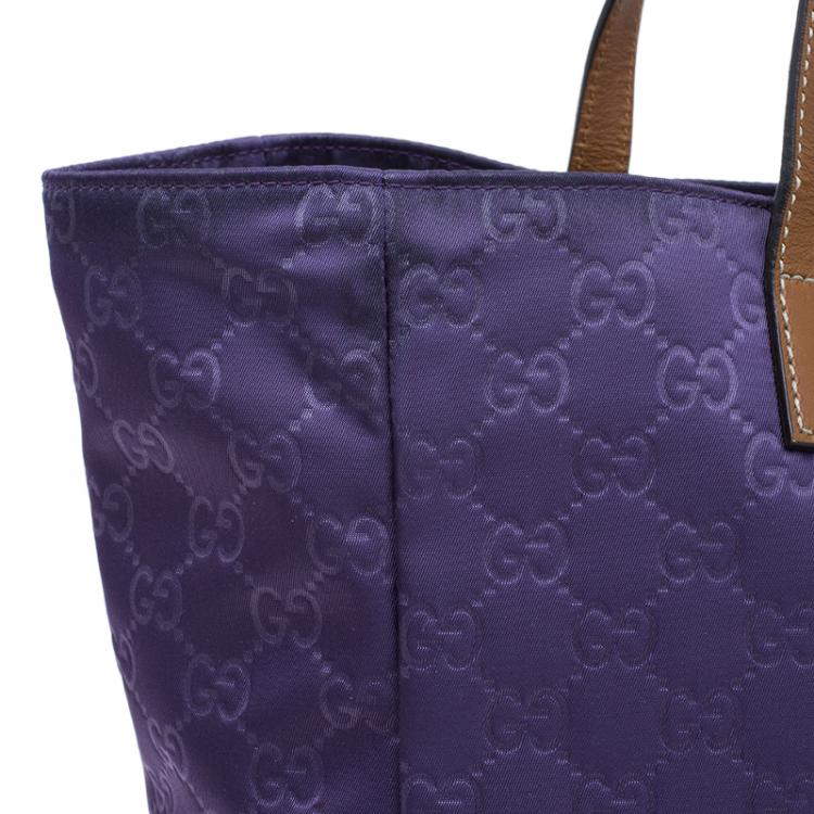 Pre Owned Gucci Purple Nylon Guccissima Shopper Tote Bag