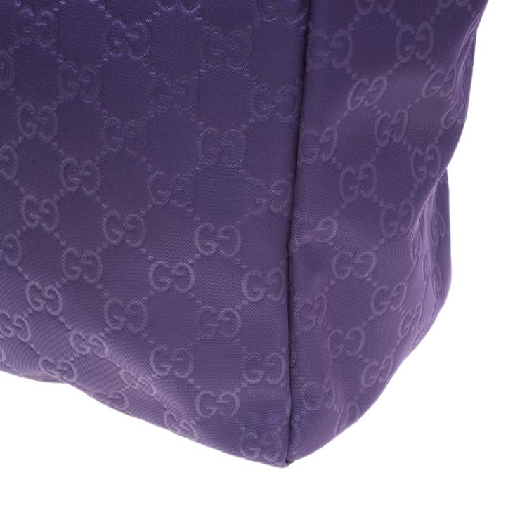 Pre Owned Gucci Purple Nylon Guccissima Shopper Tote Bag