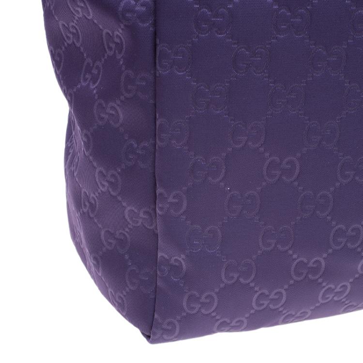 Pre Owned Gucci Purple Nylon Guccissima Shopper Tote Bag
