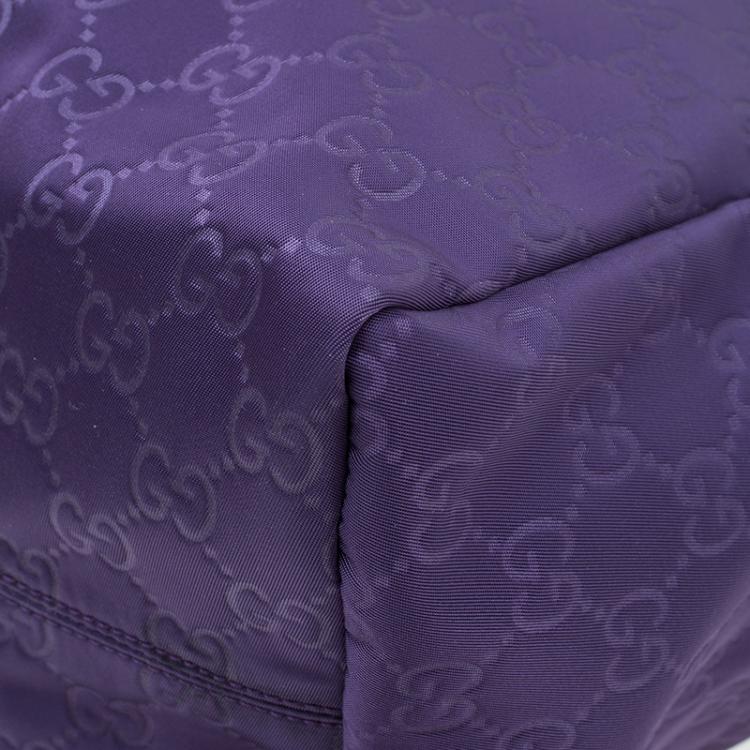 Pre Owned Gucci Purple Nylon Guccissima Shopper Tote Bag