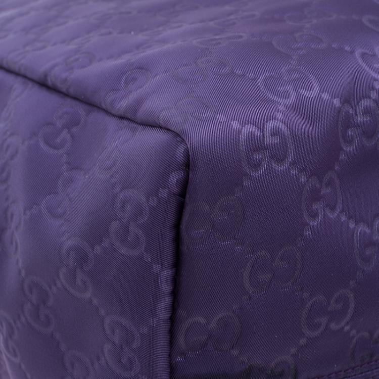 Pre Owned Gucci Purple Nylon Guccissima Shopper Tote Bag