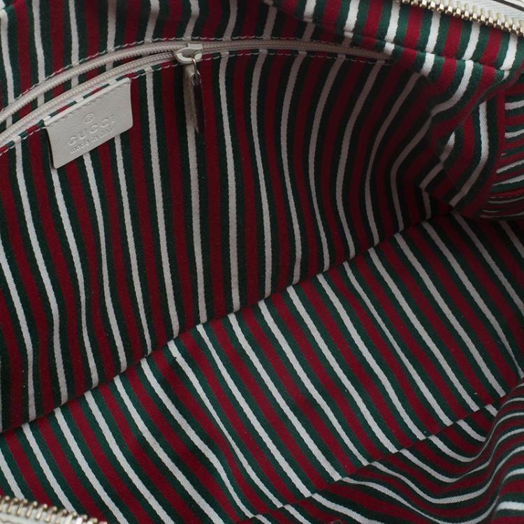 Pre Owned Gucci Beige/White Canvas Signature GG Britt Boston Bag