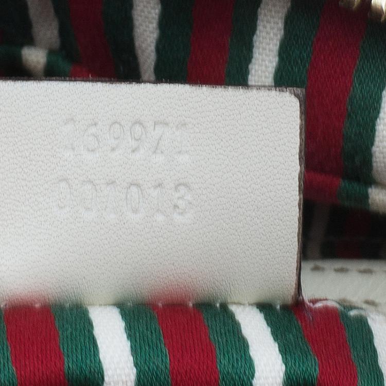 Pre Owned Gucci Beige/White Canvas Signature GG Britt Boston Bag