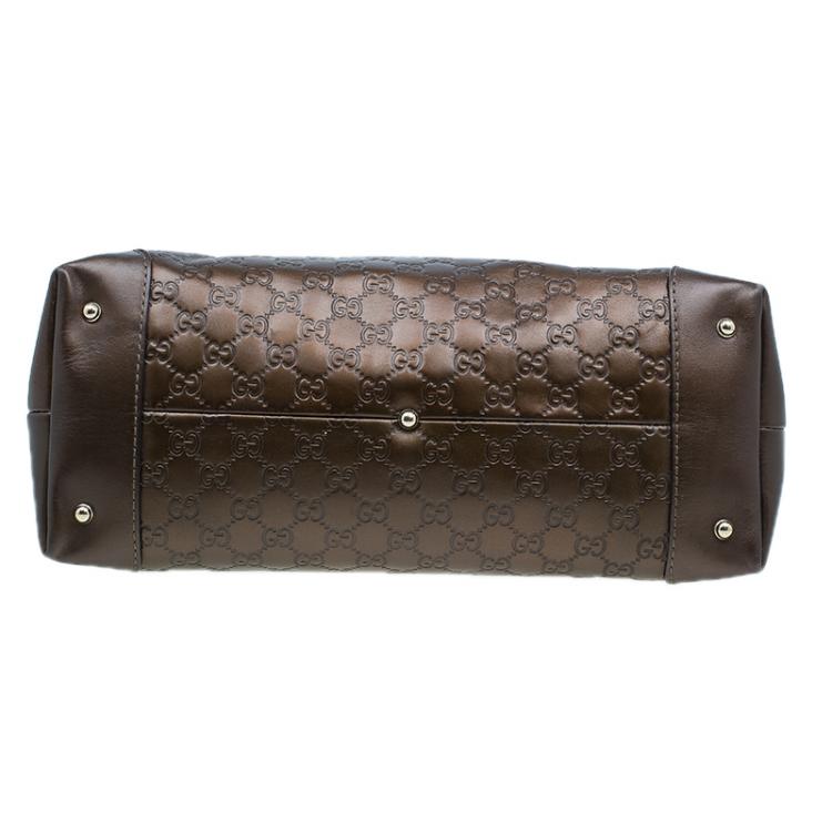 Pre Owned Gucci Metallic Brown Leather Medium Guccissima Heart Bit Top Handle Dome Bag