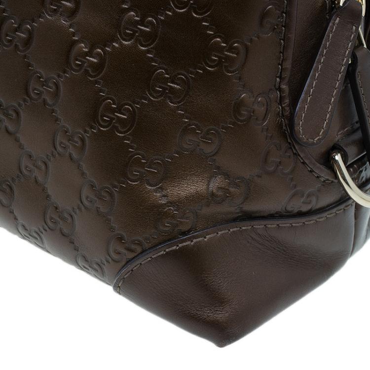 Pre Owned Gucci Metallic Brown Leather Medium Guccissima Heart Bit Top Handle Dome Bag