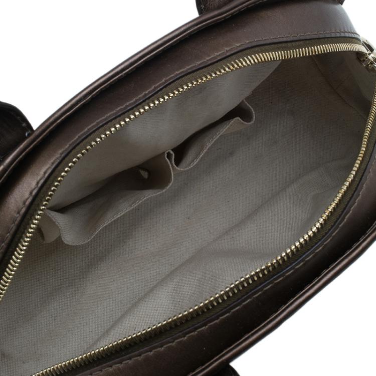 Pre Owned Gucci Metallic Brown Leather Medium Guccissima Heart Bit Top Handle Dome Bag