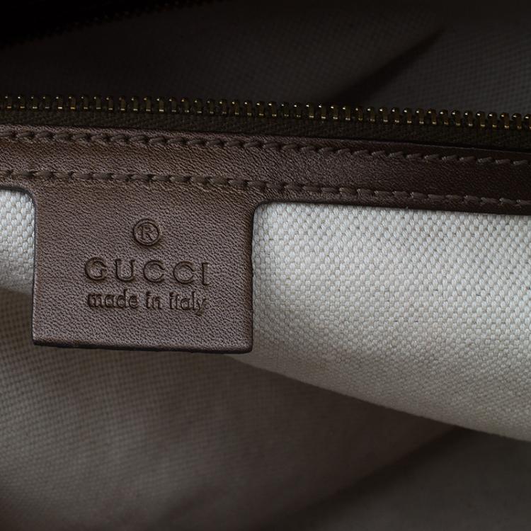 Pre Owned Gucci Metallic Brown Leather Medium Guccissima Heart Bit Top Handle Dome Bag