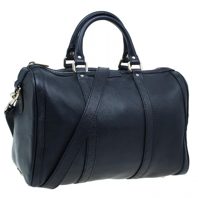 Pre Owned Gucci Black Leather Medium Vintage Web Original Boston