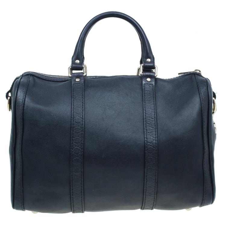 Pre Owned Gucci Black Leather Medium Vintage Web Original Boston