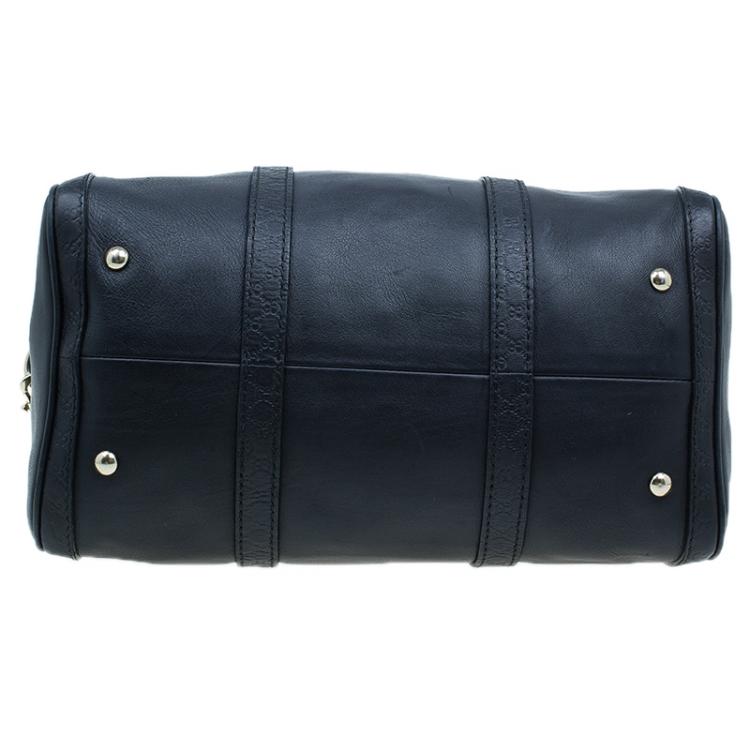 Pre Owned Gucci Black Leather Medium Vintage Web Original Boston