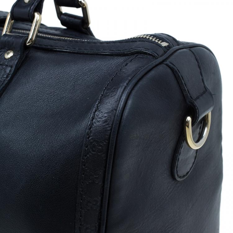Pre Owned Gucci Black Leather Medium Vintage Web Original Boston