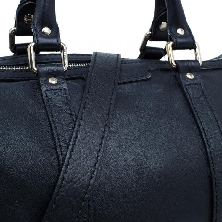 Pre Owned Gucci Black Leather Medium Vintage Web Original Boston