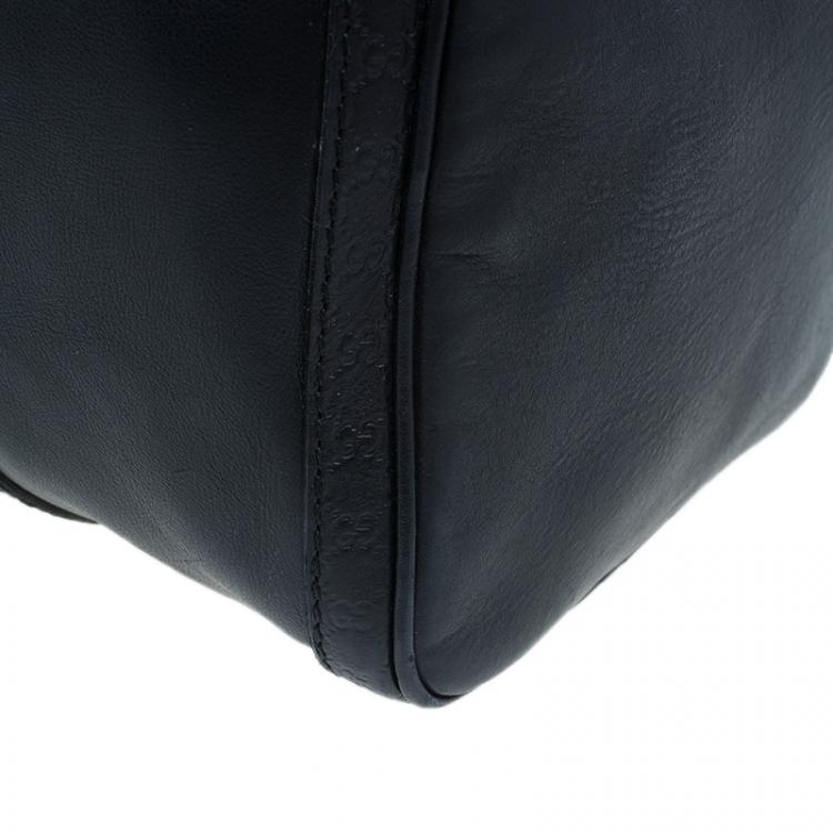 Pre Owned Gucci Black Leather Medium Vintage Web Original Boston