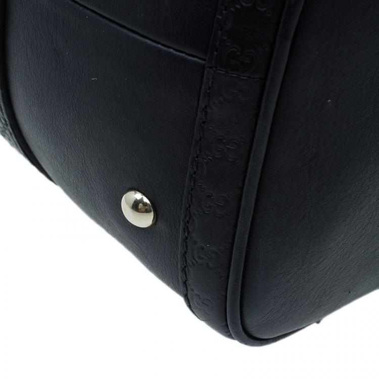 Pre Owned Gucci Black Leather Medium Vintage Web Original Boston