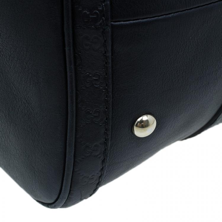 Pre Owned Gucci Black Leather Medium Vintage Web Original Boston