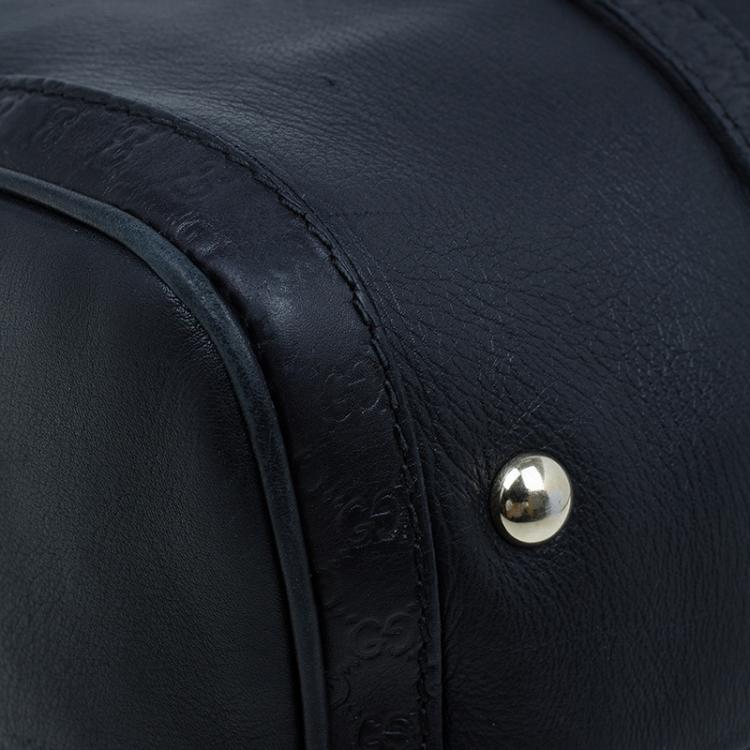 Pre Owned Gucci Black Leather Medium Vintage Web Original Boston