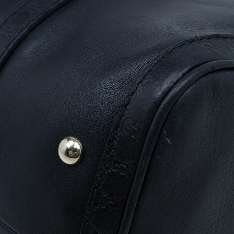 Pre Owned Gucci Black Leather Medium Vintage Web Original Boston