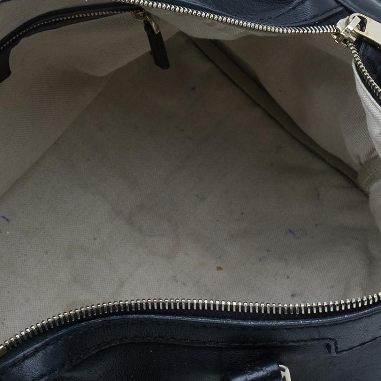 Pre Owned Gucci Black Leather Medium Vintage Web Original Boston