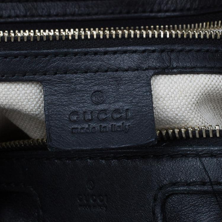 Pre Owned Gucci Black Leather Medium Vintage Web Original Boston