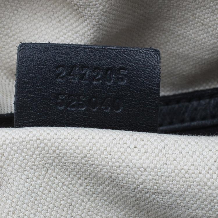 Pre Owned Gucci Black Leather Medium Vintage Web Original Boston