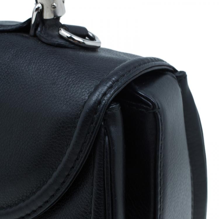 Pre Owned Gucci Black Leather Large New Bamboo Tassel Top Handle bag 
