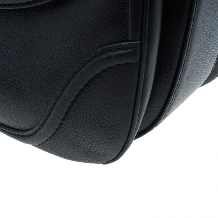 Pre Owned Gucci Black Leather Large New Bamboo Tassel Top Handle bag 