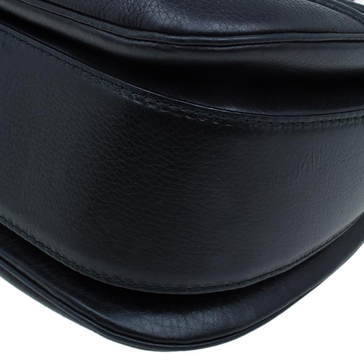 Pre Owned Gucci Black Leather Large New Bamboo Tassel Top Handle bag 