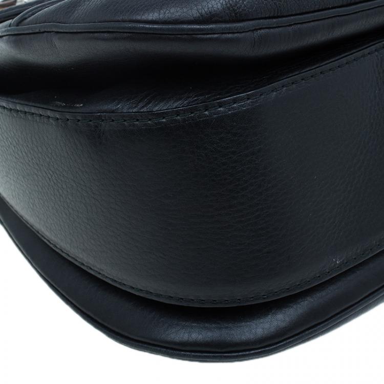 Pre Owned Gucci Black Leather Large New Bamboo Tassel Top Handle bag 