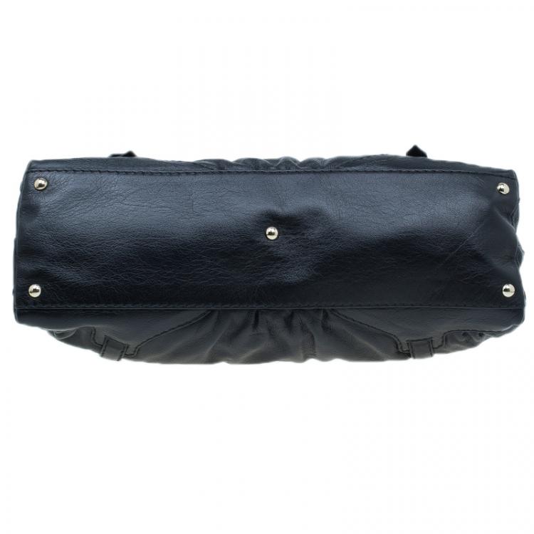 Pre Owned Gucci Black Leather Medium Horsebit Nail Boston Bag