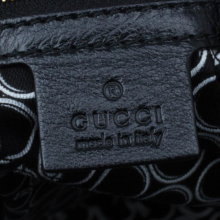 Pre Owned Gucci Black Leather Medium Horsebit Nail Boston Bag