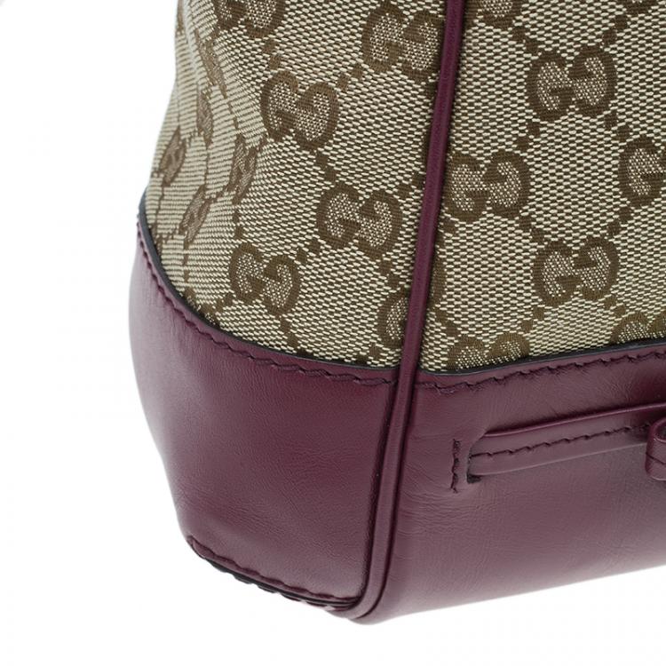Pre Owned Gucci Purple Monogram Leather/Canvas Medium Mayfair Bow Top Handle Bag